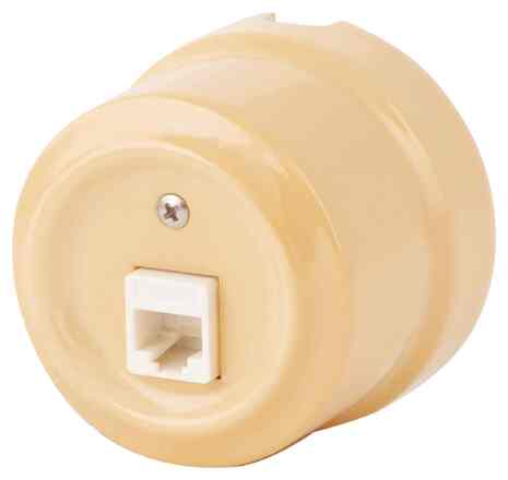 Ретро розетка компьютерная RJ-45 слоновая кость 320-СК Lindas