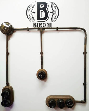 BF1-610-17/T Рамка BIRONI 1-местнная для монтажа с декоративной трубой цвет старое дерево
