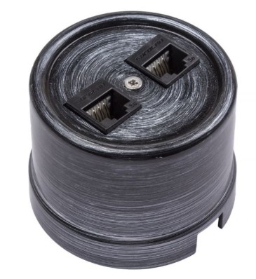 Розетка компьютерная RJ45 CAT.5е, двойная B1-302-11 Серебряный век