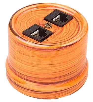B1-302-IB Розетка  BIRONI компьютерная RJ45 CAT.5е,  двойная, D65*48мм Императорский бамбук