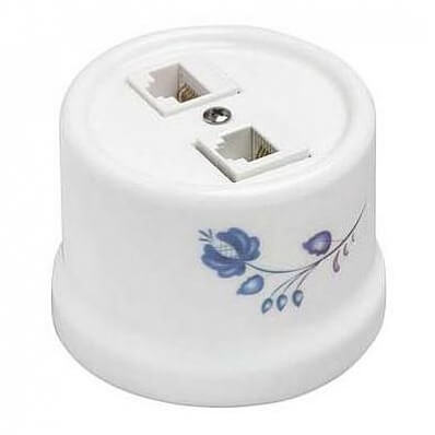 B1-302-01 D/8/4 Розетка  BIRONI компьютерная RJ45 CAT.5е,  двойная, D65*48мм Декор