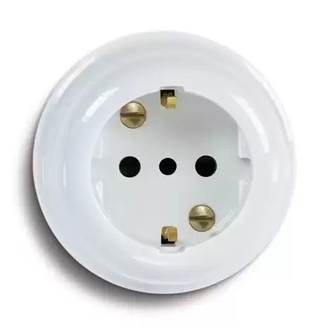 Ретро розетка, немецкий/итальянский стандарт 16A 250V, цвет белый, 84011