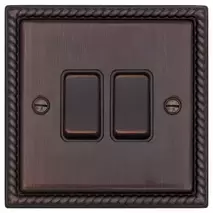 Ретро выключатель 2-кл (проходной), Шоколадный кашемир, CME2512-2-BZ TJ Electric