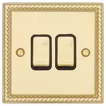 Ретро выключатель 2-кл (проходной), Янтарная парча, CME2562-2-PB TJ Electric