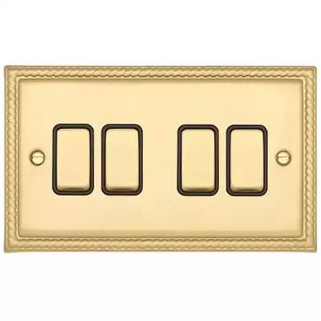 Ретро выключатель 4-кл (проходной), Медовый жаккард, CME2564-2-MBR TJ Electric
