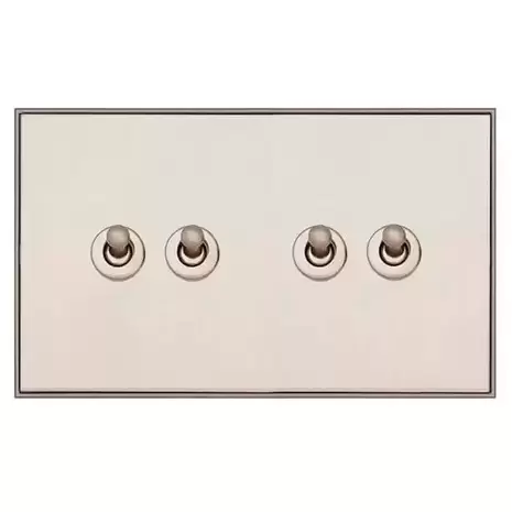 Ретро выключатель 4-кл (проходной), Ледяной шифон, GC204-2-SS TJ Electric