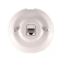 Ретро розетка компьютерная RJ 45 (cat.6), белый, серебристая фурнитура, РК6БС