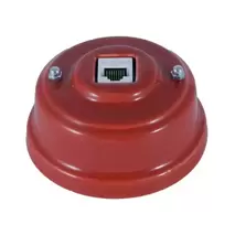 Ретро розетка компьютерная RJ 45 (cat.6), гранатовый, серебристая фурнитура, РК6ГС