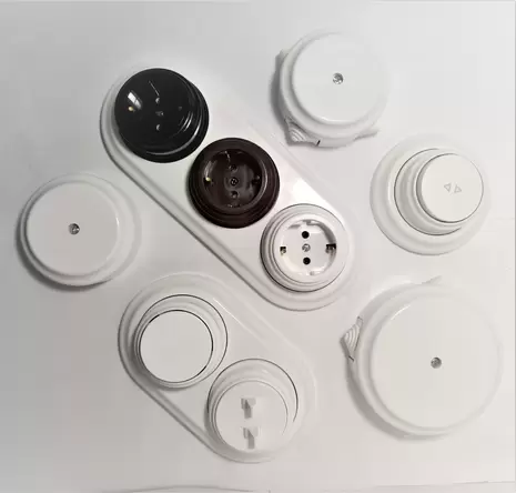 Ретро выключатель 1-кл., пластик, (проходной), белый, А610-2261, Bylectrica А610-2261-WH