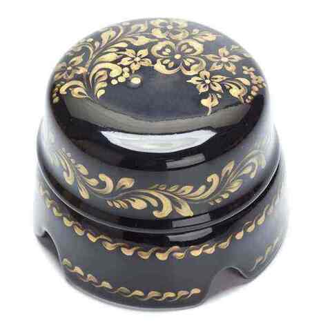 BOX2BL.GD Распаечная коробка большая D85, черный с золотой росписью