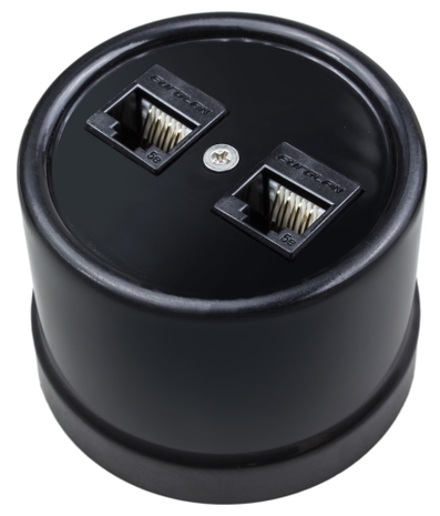 В1-302-23 Bironi Компьютерная розетка RJ45*2, черный